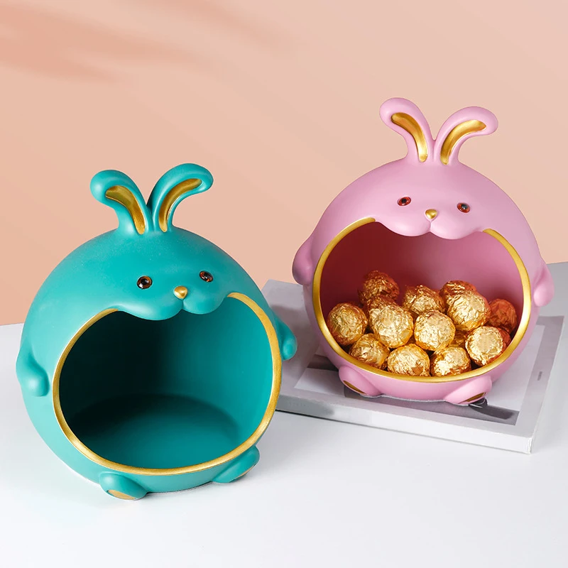 

Creative Resin Big Mouth Rabbit Storage Box Multi-Purpose Living Room Entrance Decoration Candy Storage Box Gift