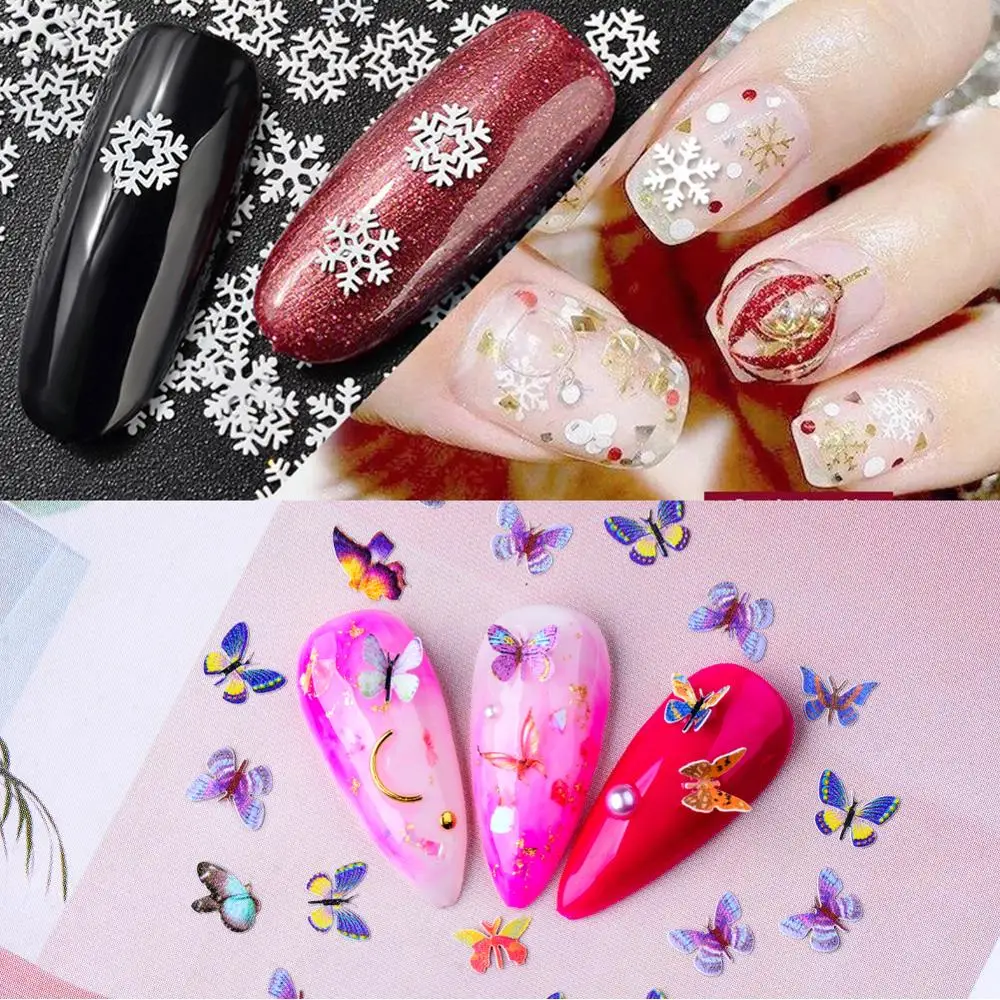 Emulational Manicure Butterfly Decals Nail Art Decoration Sequins Charm Forest Series Flamingo Flower Accessories Designs | Красота и