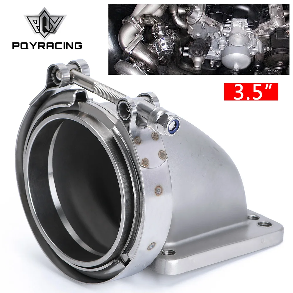 

PQY - 3.5" Vband 90 Degree Cast Turbo Elbow Adapter Flange 304 Stainless Steel + Clamp and Flange For T3 T4 Turbocharger