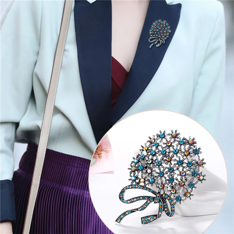 

High Quality New 2022 Rhinestone Big Flower Brooches For Women Autumn Winter Design Fashion Vintage Corsage Brooch