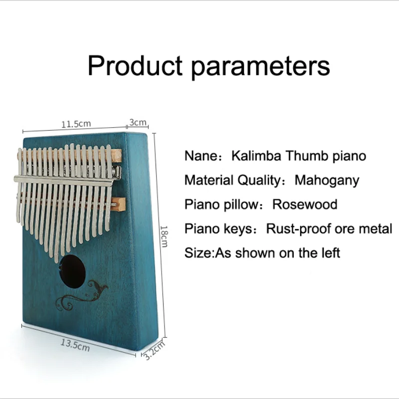 Kalimba 17 клавишный большой палец фортепиано из красного дерева Музыкальные