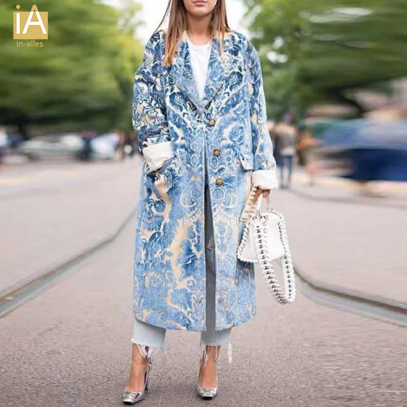 

Женский Тренч, зимнее пальто с длинным рукавом и принтом, Повседневная мода размера плюс, женское длинное пальто, уличная одежда, женские то...