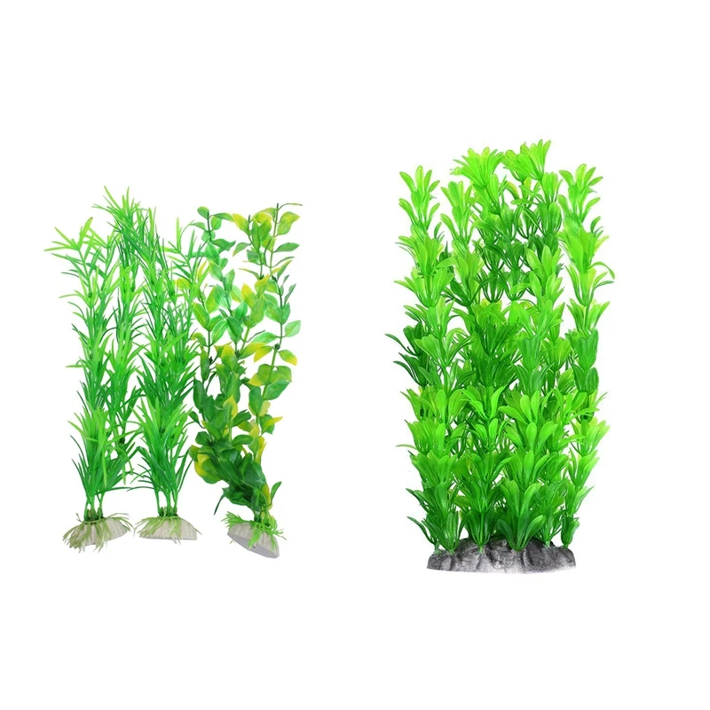 3 шт. аквариум желтый зеленый пластик искусственные растения 13 8 дюймов Высота и 10x