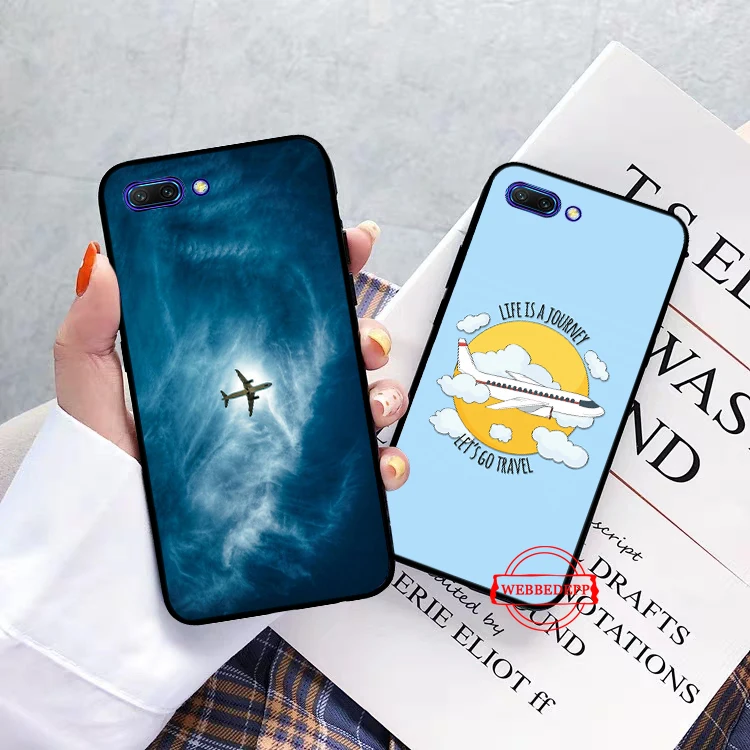 Aircraft Airplane fly travel Silicone Case for Huawei honor 6A 7A Pro 7X 8 Lite 8X 8C 9 9X Note 10 View 20 | Аксессуары для