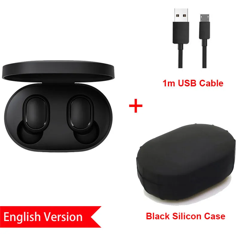 EN SiCase Black C Xiaomi Redmi Airdots Xiaomi Bluetooth беспроводные стерео наушники Голосовое управление Bluetooth 5,0 шумоподавление управление - Цвет: EN SiCase Black C