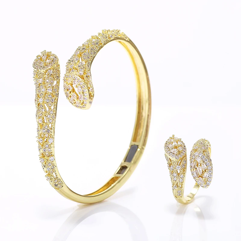 Модные браслеты + кольцо комплект из двух предметов Роскошные Pave кубического