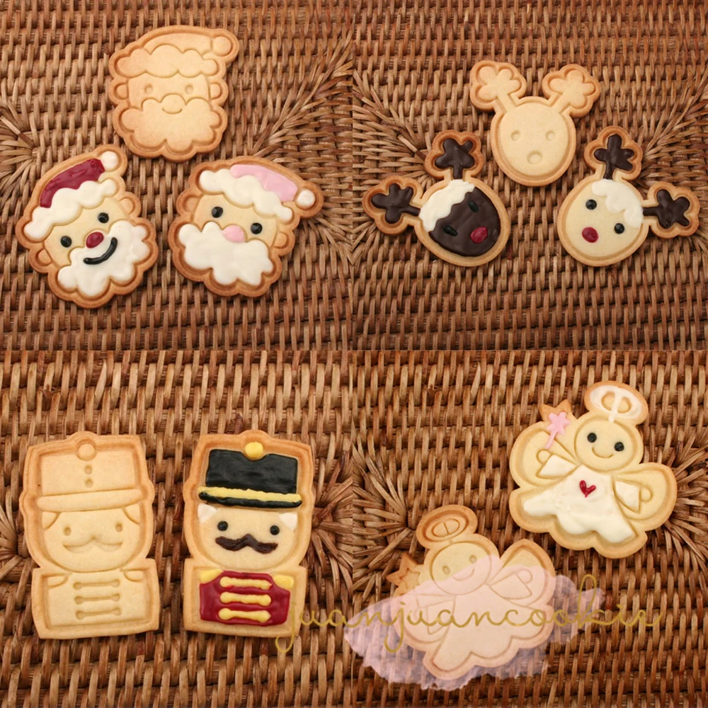 

1Pc Santa Soldier Elk Angel Cookie Mould Fondant Biscuit Cutting Mould Christmas Mold DIY Gift Festival Decoration BakingTools
