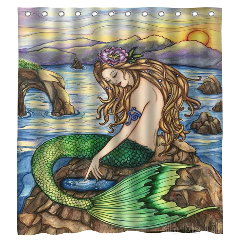 

A Mermaid Half Female And Half Fish Full Of Mysterious Wonder And Fantasy Shower Curtain Bathroom Decor