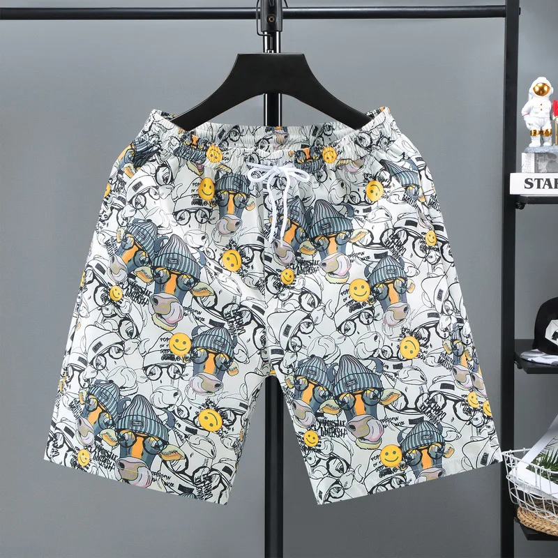 

2021 летние новые мужские быстросохнущие шорты, мужские Модные узкие брюки с принтом, спортивные повседневные пляжные брюки