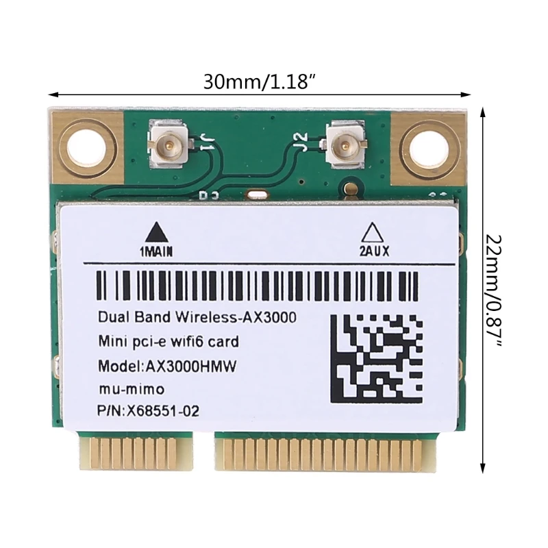 

2974Mbps Wifi 6 Dual Band AX3000 Wireless Half Mini PCI-E Network Wlan Wifi Card Bluetooth 5.0 802.11ax/ac wholesales