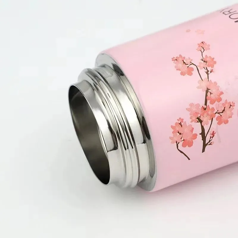 

Creative Cherry Blossom Cup 304 Stainless Steel Bottle Vacuum Thermos Easy To Carry Couple Mug Tumbler Cup Holiday Gift