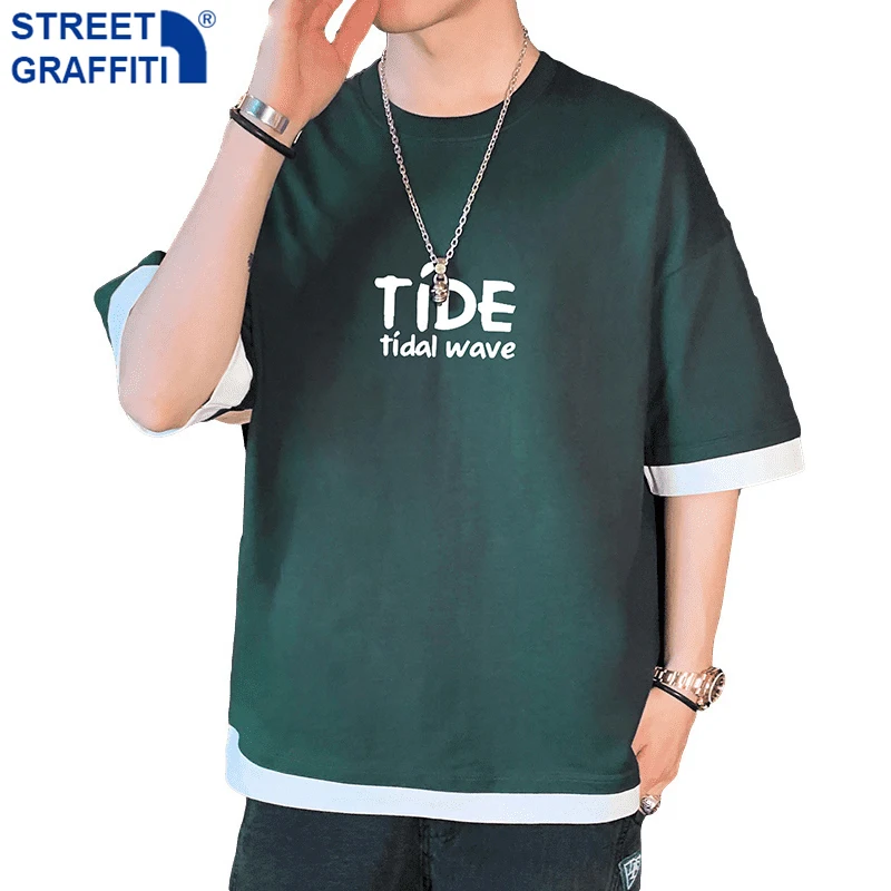 

Men 2021 Summer New Hot 100% Cotton Hip Hop Streetwear Fashion Letters Tshirts Tees Men Casual O-Neck Soft Chic Male T-Shirts