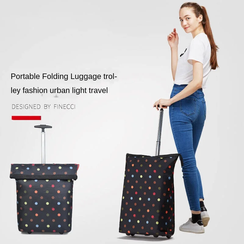

Fashion shopping cart Oxford cloth portable Trolly 3-position folding trolley stainless steel Pull Rod bag with mute wheel