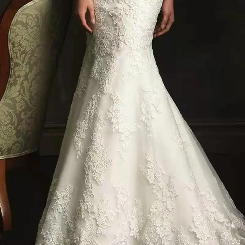 

FENTEFEN 2021 Mermaid White Ivory Tulle Bridal Buttons Dress For Wedding Dresses Marriage Customer Made X-0025