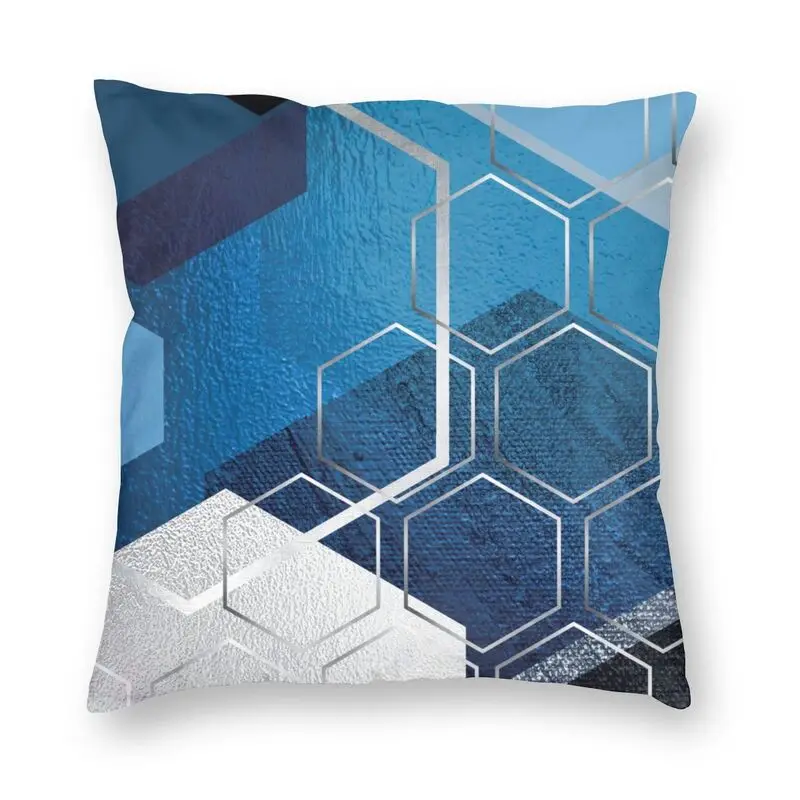 

Чехол для подушки в скандинавском стиле с геометрическим рисунком, украшение для гостиной, абстрактное искусство, синяя шестиугольная наво...