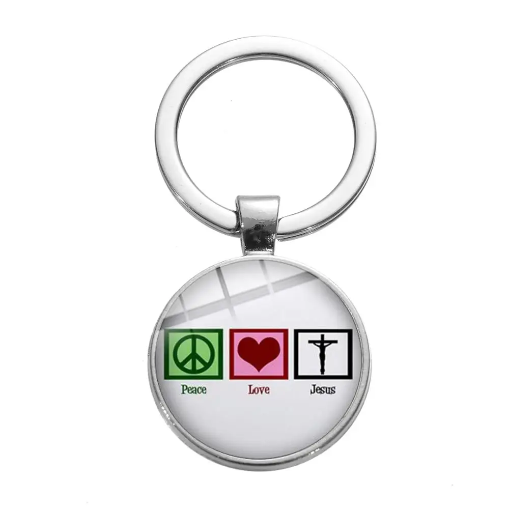 SONGDA рыба с крестом знак Иисуса Брелок-Шарм религиозный Ichthus I Love Jesus Cross Peace glass Photo Dome сувенир-брелок для ключей - Цвет: Style 16