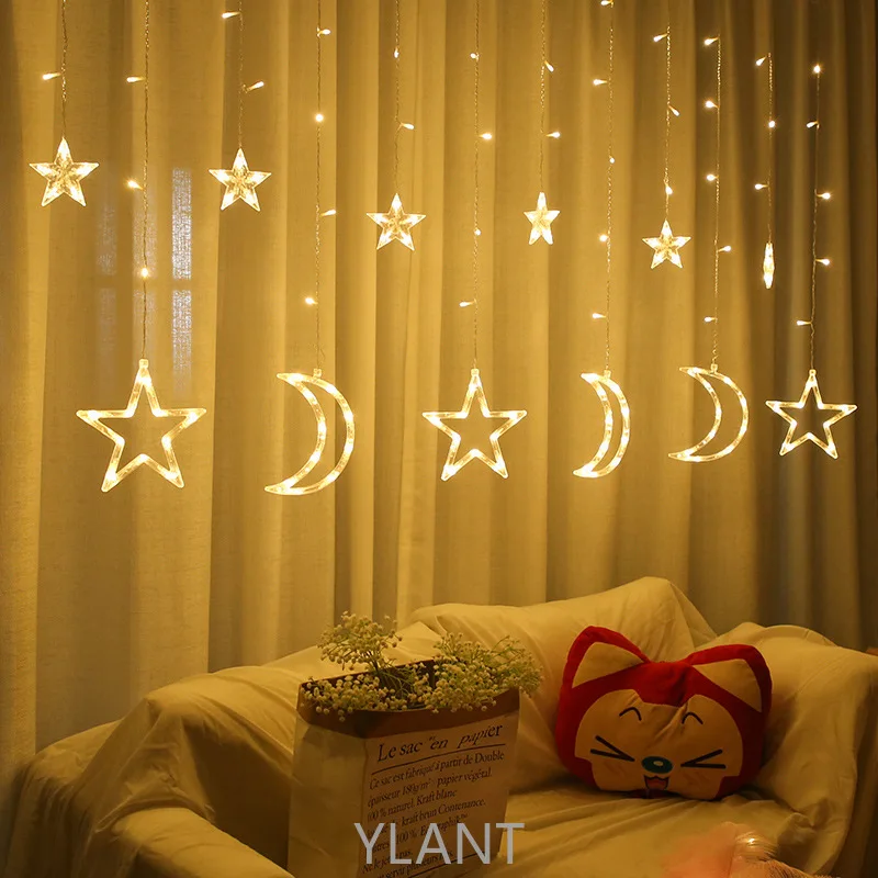 

Ramadan Decorations Lights EU 220V Moon Star Lamp LED Fairy String Lights Garland Decor for Home Holiday Light Wedding Room DIY