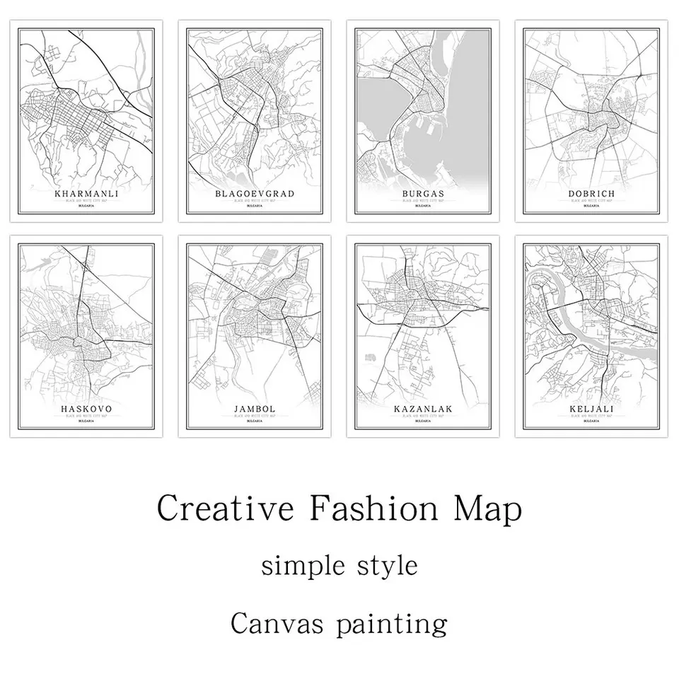 Постер карта городов мира года черно-белый в скандинавском стиле для гостиной