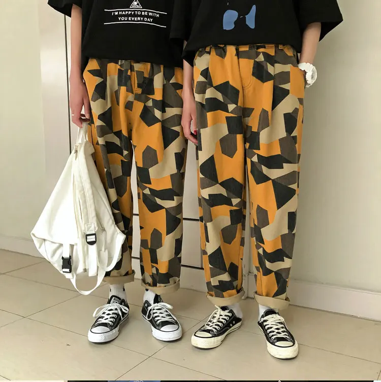 Летние модные брюки мешковатые Джоггеры для мужчин желтые камуфляжные