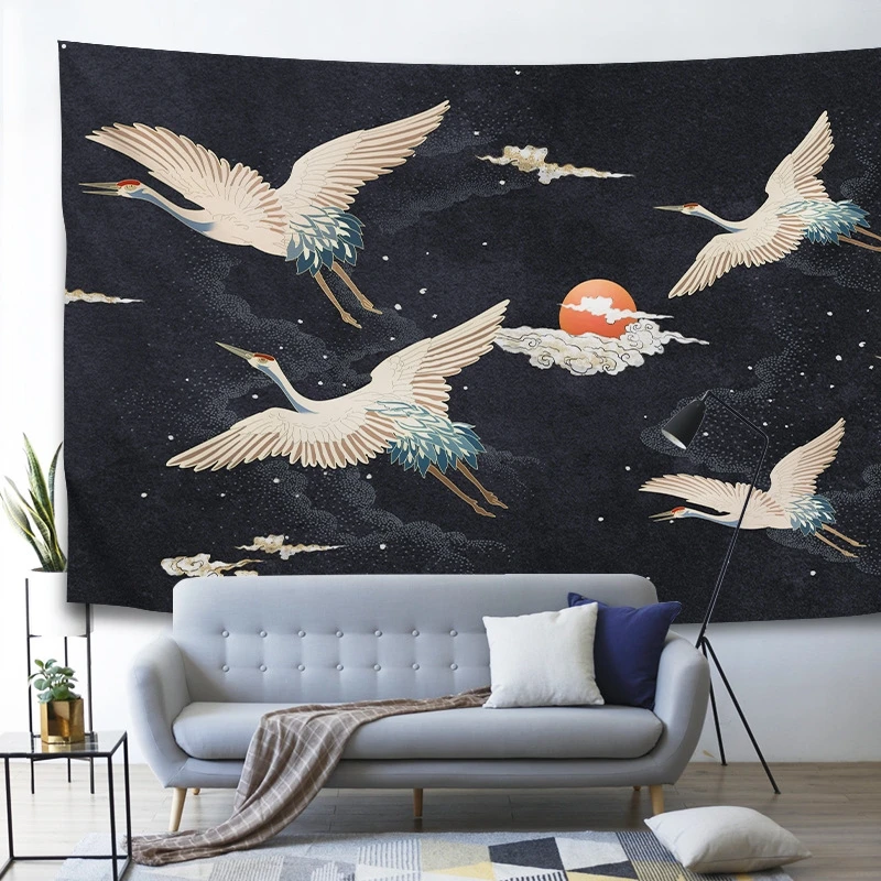 

Wall Hanging Tapestry Crane Wall Carpet Japanese Living Room Bedroom Tapestries Blanket Home Decor
