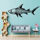 Наклейки на стену в виде скелета акулы, виниловые Стикеры с рисунком опасных рыб, домашний декор в морском стиле, креативный Настенный декор в виде черепа с животными