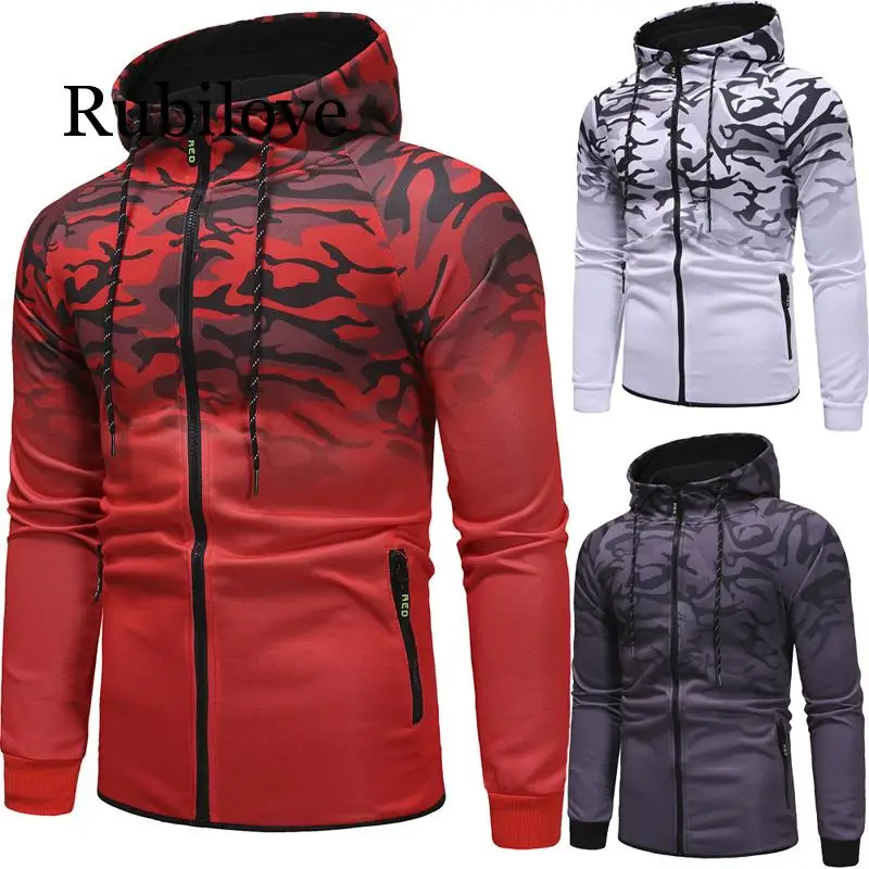 

Spring and fall men's pullover casual sports hoodie Sweatshirts stripe 3D gradient top for men