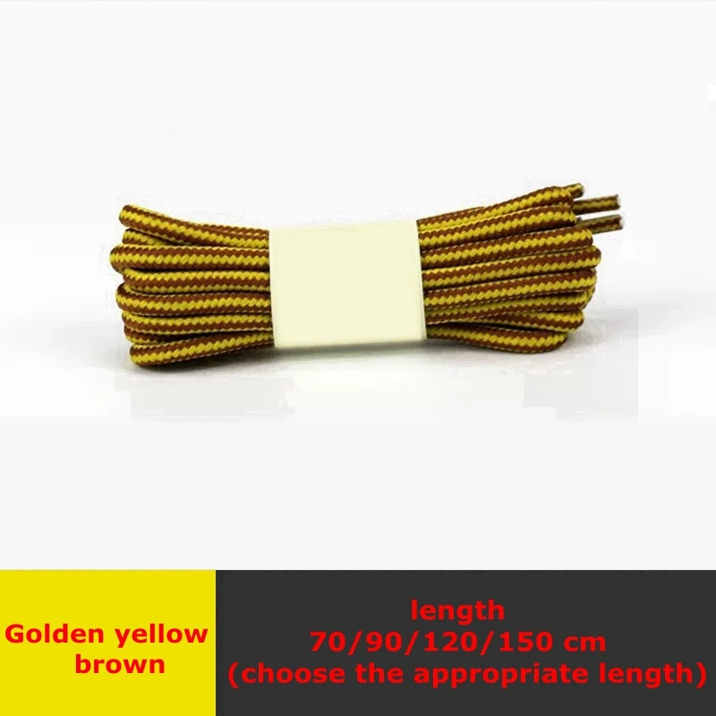 Golden yellow brown 1 пара обуви martin круглые шнурки для ботинок полосатые двухцветные модные шнурки для прогулок и отдыха спортивная обувь с кружевом 18 цветов - Цвет: Golden yellow brown