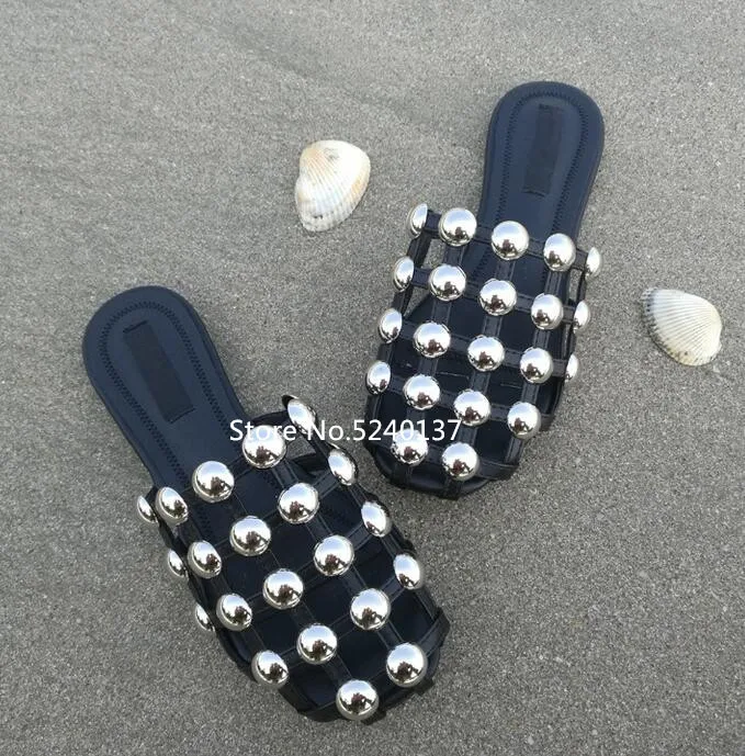 Женские сандалии гладиаторы с кристаллами и заклепками открытые летние пляжные