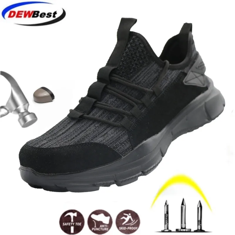 Men's Steel Toe Work Safety Shoes Casual Breathable Outdoor Sneakers Puncture Proof Boots Comfortable Industrial Shoes for Men