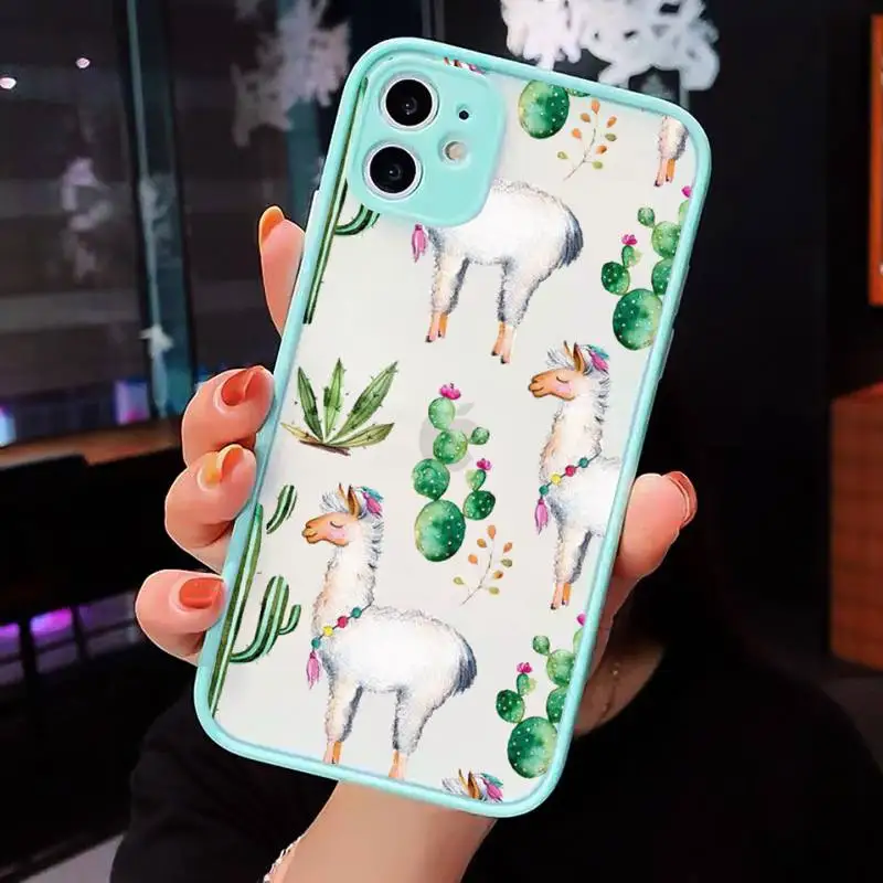

Llama Alpaca cute Animals Cartoon Phone Case matte transparent For iphone 7 8 11 12 plus mini x xs xr pro max cover