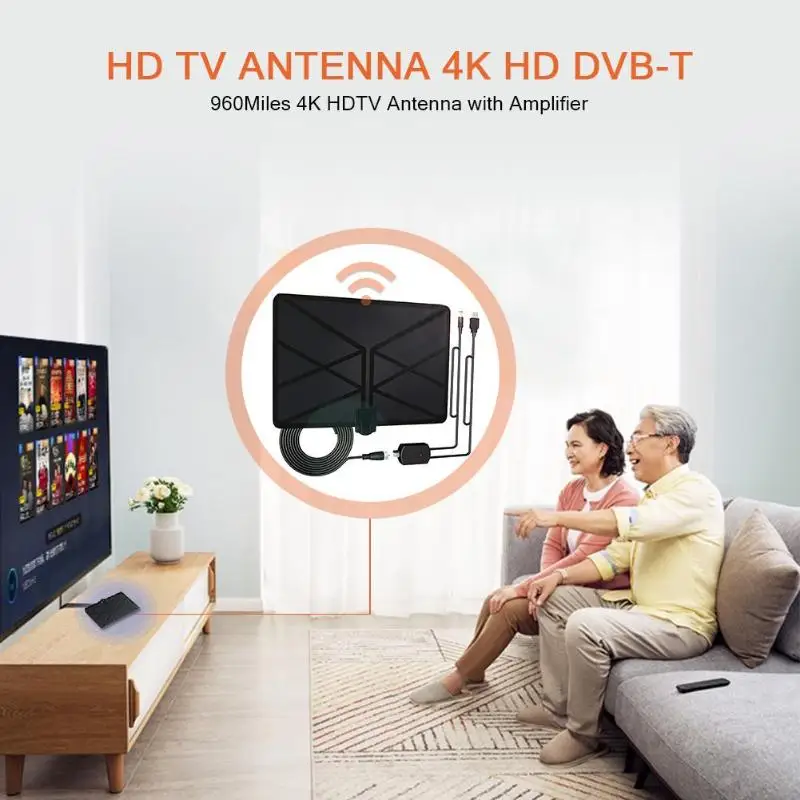 

960 Miles TV Antenna Indoor Amplified Digital Aerial HDTV 4K HD DVB-T Freeview TV for Local Channels Broadcast Home Television