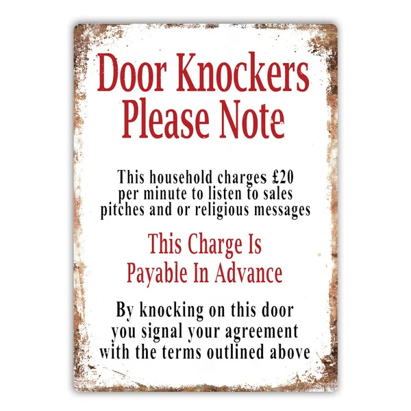 

Door Knockers Please Note Cold Caller Salesman Notice Tin Sign Metal Sign Metal Poster Metal Decor Metal Painting Wall Sticker