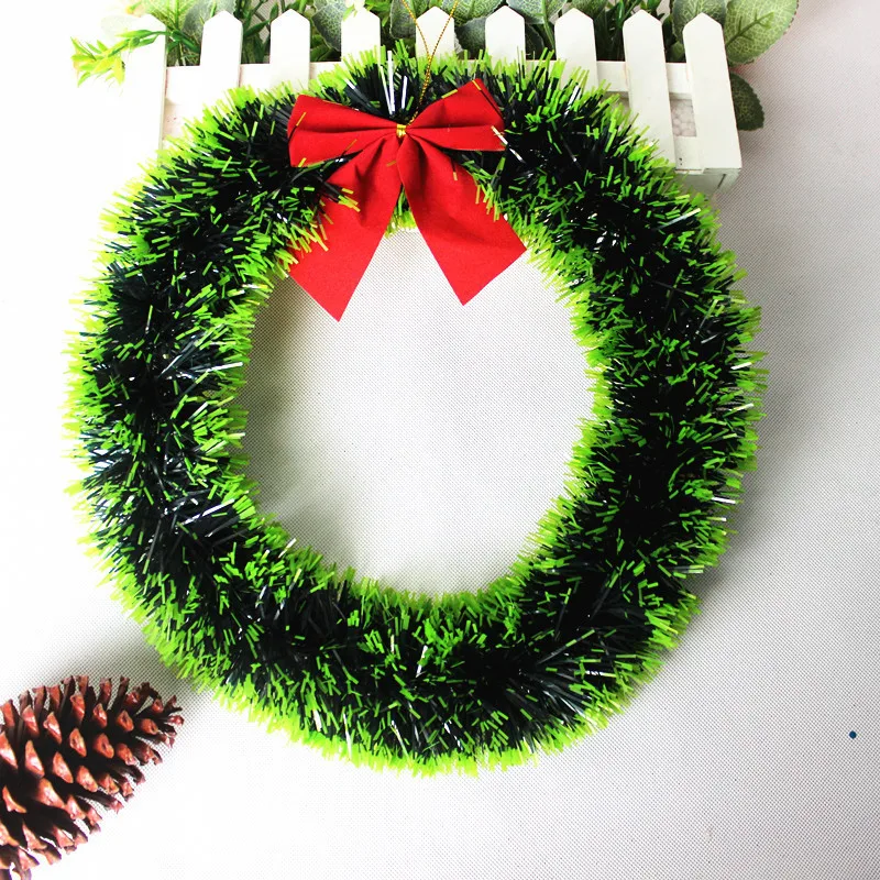 

35cm White edge/green edge bow madder garland hotel shopping window decoration Christmas supplies Christmas decorations