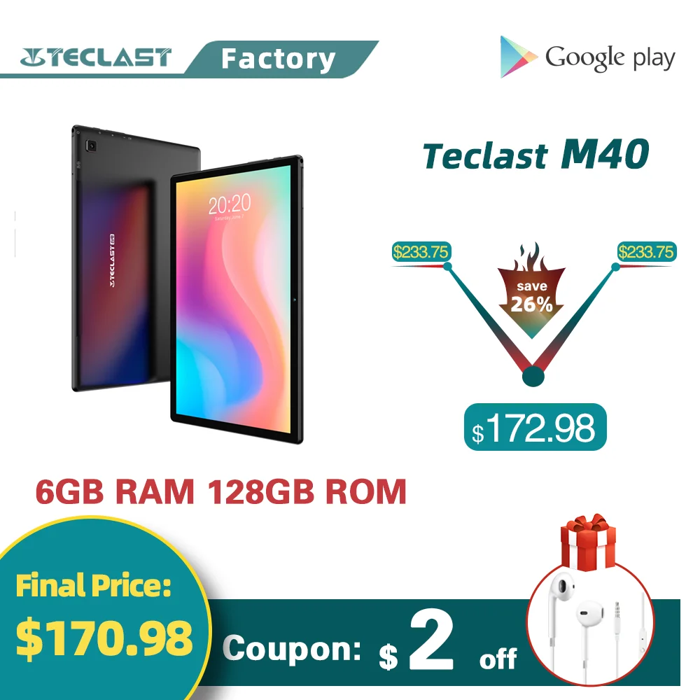 Teclast M40 10 1 дюймов планшетный ПК с системой андроида и Оперативная память 6 ГБ