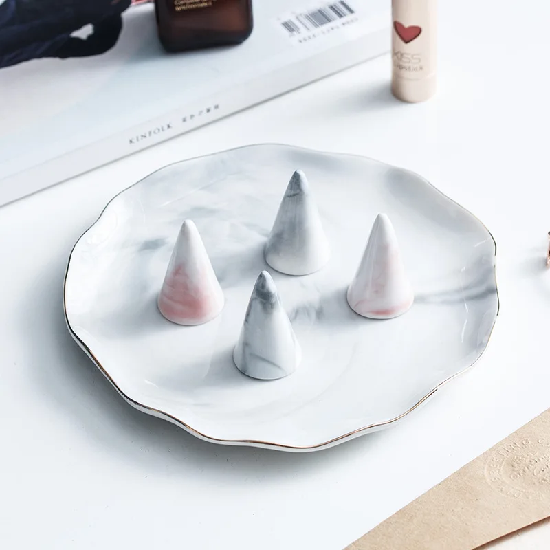 Ювелирные изделия дисплей пластины мраморный лоток для хранения кольцо стойки