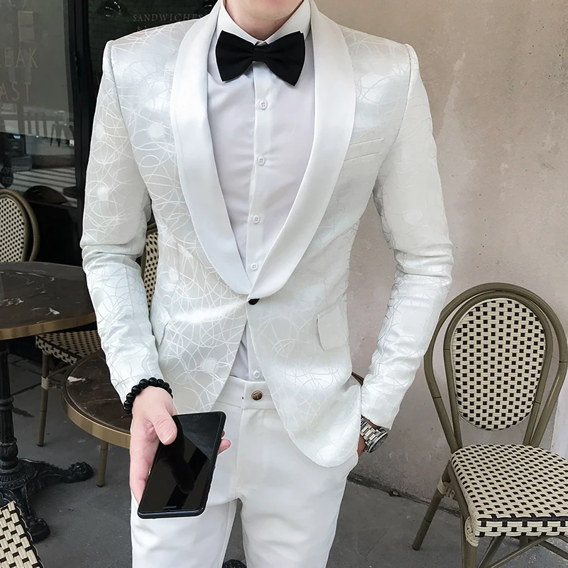 Blazer 2020 Autumn Hombre Wedding Man Dress White Trajes Hombre Casual Slim Fit Social Club Office Mens Smocking Suits Blazer