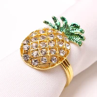 12pcslot new diamond studded pineapple napkin buckle golden napkin ring ring stand wedding holiday party table decoration