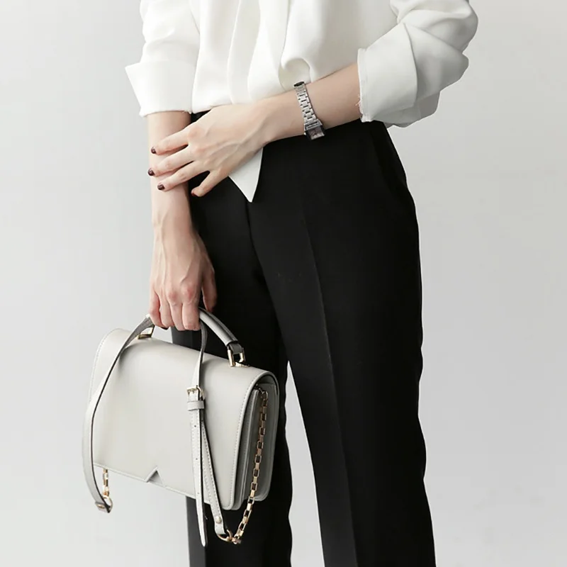 

Korean Style White Long-sleeved V-neck Streamers Bow Blouse Fashion Simple Loose Casual Women Chiffon Shirt