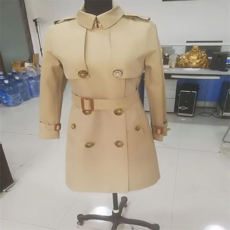 Long trench coat women over the knee British style spring and autumn new korean style dignified atmosphere waist khaki clothes