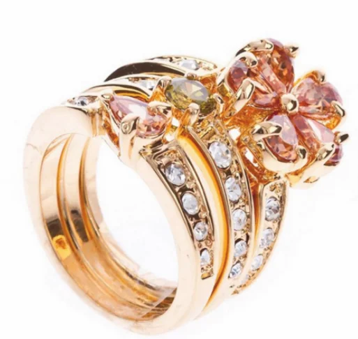 Ювелирные изделия из трех частей модное женское кольцо с пятиконечными цветами