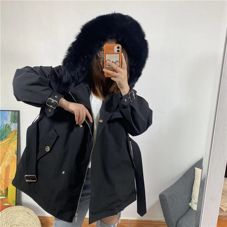 

JCHB 2021 Women's Down Jacket Hooded Coat Real Fox Fur Collar Female Winter Parkas 90% White Duck Down Jackets Warm Thick Clothe