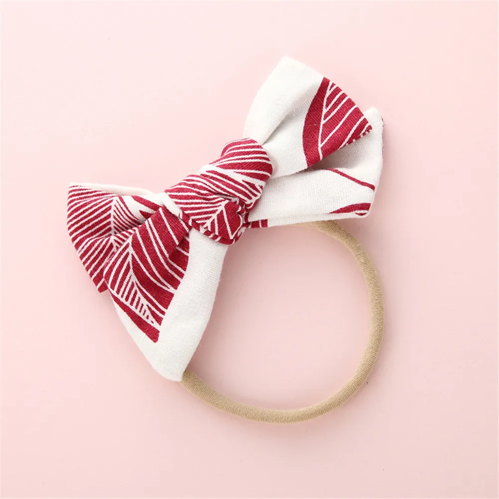 4 шт./лот детские повязки на голову ручной работы с принтом листьев тканевые банты