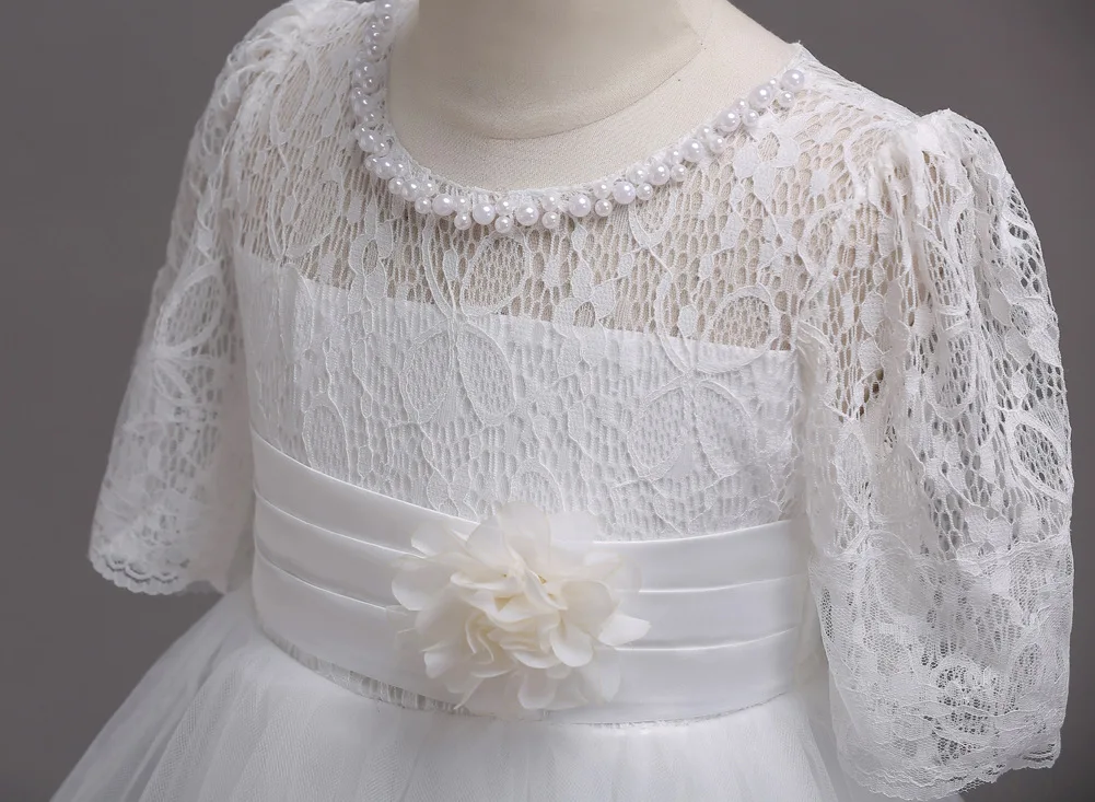 

6-14 Years Flower Girl Lace Dress Girls Clothes Princess Party Pageant Long Gown Kids Dresses for Girls Wedding Evening Clothing