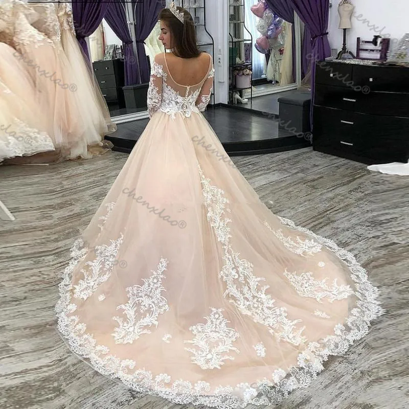 

wuzhiyi elegant Vestido De Noiva Cap Sleeve wedding dress Vintage Lace robe de mariee Pearls Bridal Gown For mariage trouwjurk