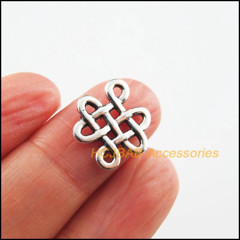 30 шт. новый китайский узел подвески цветок Разъемы Тибетский серебристый цвет