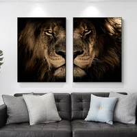 half lion head animal wall art poster modular canvas painting african wild lion art print nordic pictures living room home decor