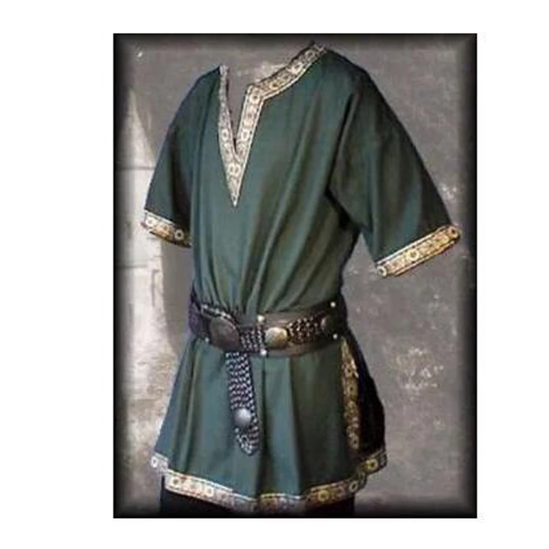 Взрослый мужской костюм средневекового рыцаря воина зеленая Туника Одежда