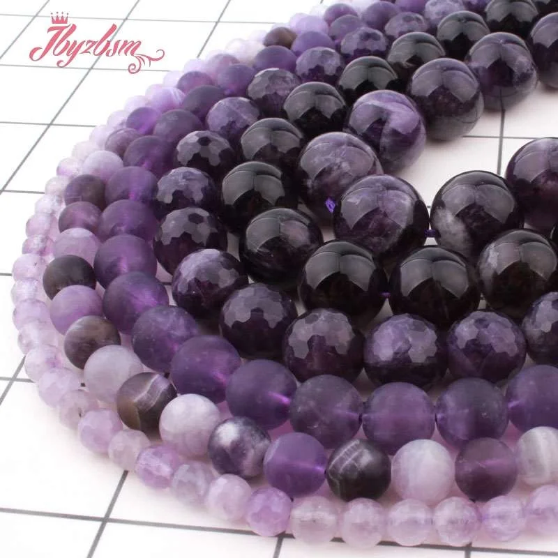 Круглые бусины из кварца с гладкой огранкой и морозом россыпью натурального