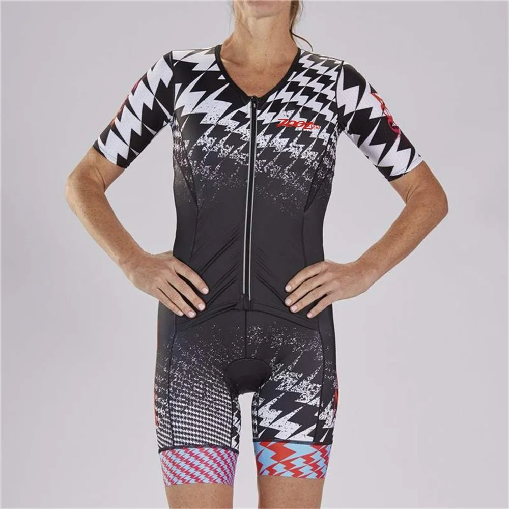 Женский трикотажный костюм с коротким рукавом ZOOTEKOI Pro из триатлона спортивный