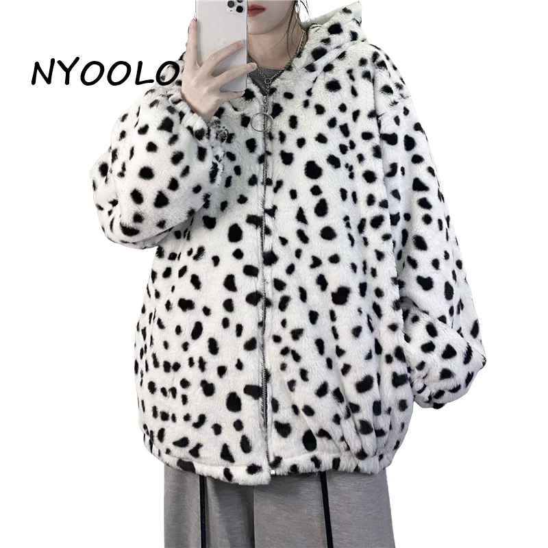 

NYOOLO Casual Streetwear Leopard Pattern Long Sleeve Thicken Warm Quilted Zipper Hooded Padded Jacket Women Clothes Winter Coats